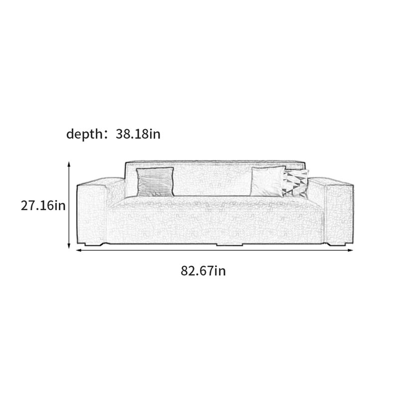 Canapé italien moderne et simple italien, H 27,16 po x l 82,67 po x P 38,18 po, 2