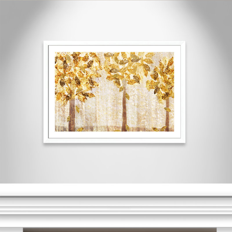 Automne doré - peinture encadrée, Blanc mat, H 31 po x l 43 po x P 1,25 po