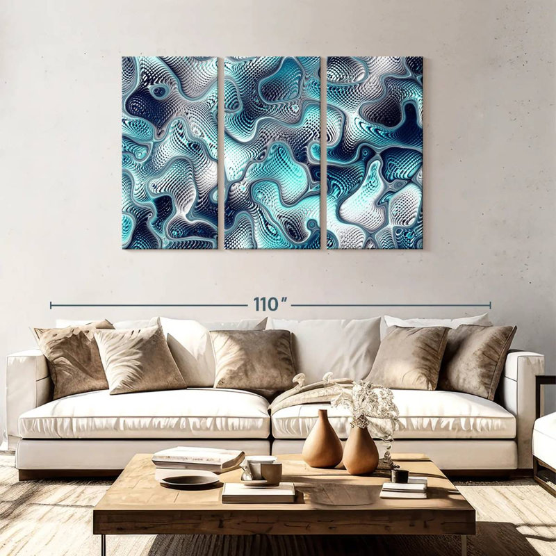 Fissures bleu sarcelle abstraites Avery, H 48 po x l 74 po