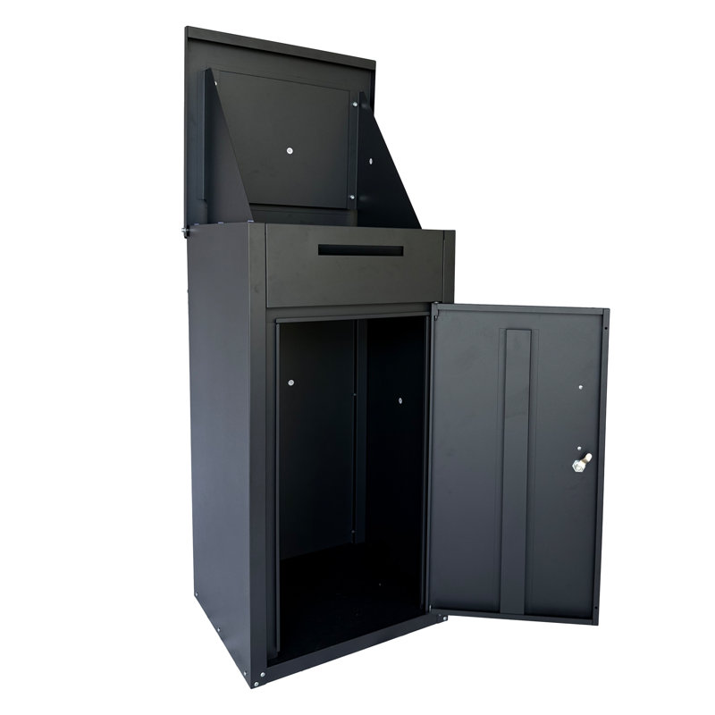 Outdoor 34'' Parcel Box Parcel Drop, Delivery Package Mail Box, Black