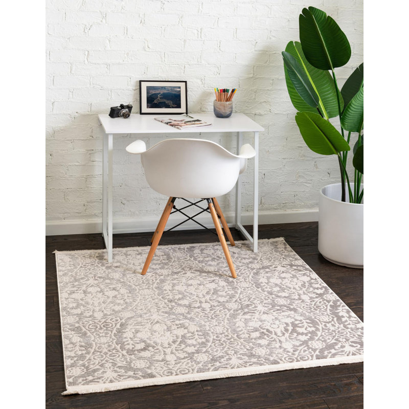 Tapis gris clair Teadora, Carré 8 pi