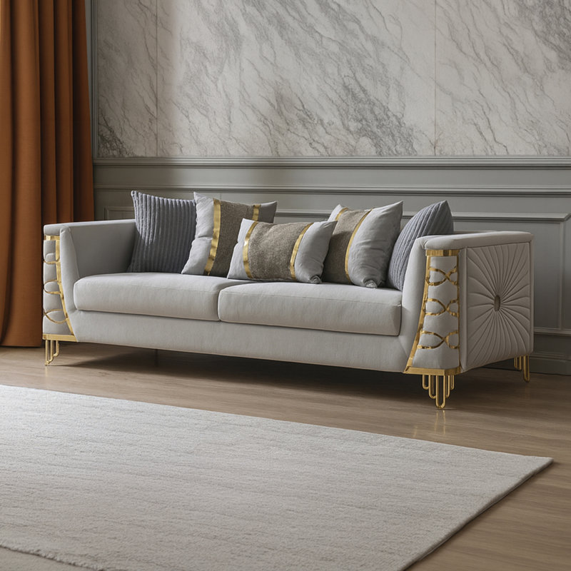 Contessa Modern Fabric Sofa in Gray