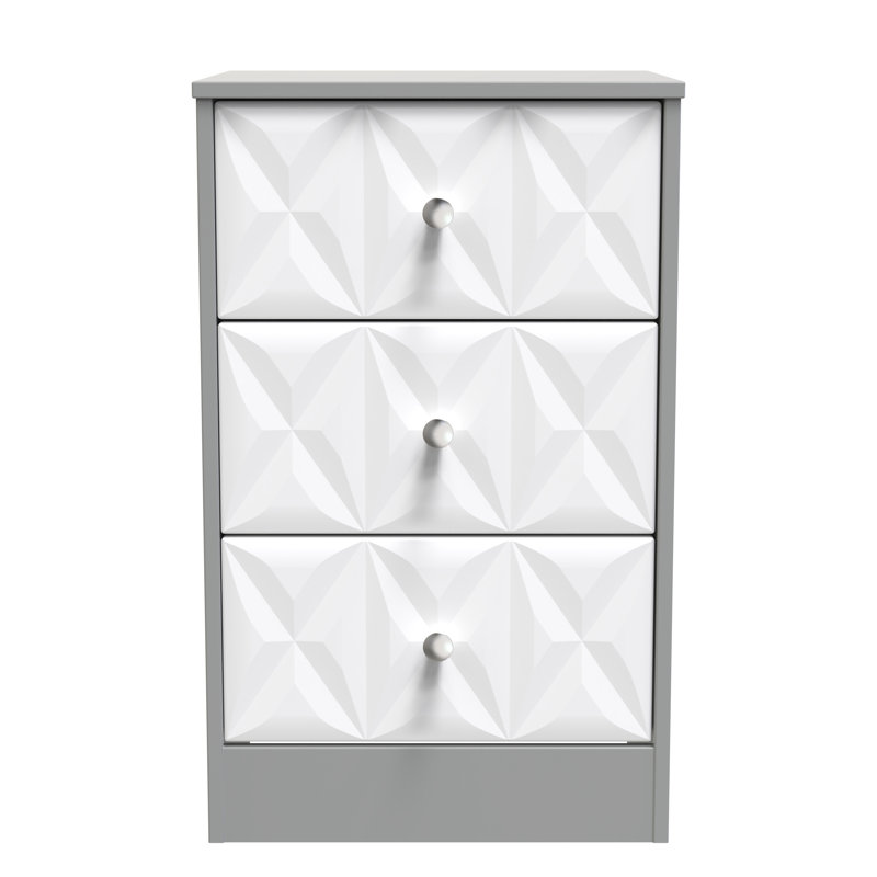 San Jose Bedside Table, White Matt/Dusk Grey