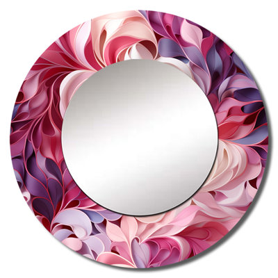 Pink And Purple Love Whispers Of Romance - Abstract Botanicals Round Mirror Wall Decor_MTMIR125422