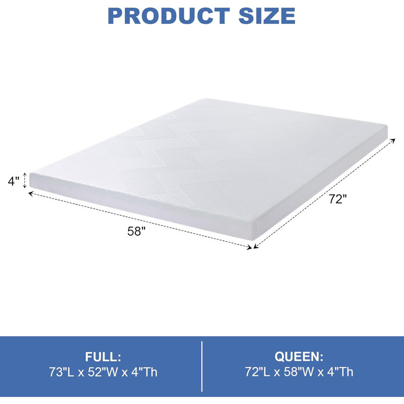  4-Inch Cool Gel Memory Foam Sofa Bed Mattress Replacement – Fiberglass-Free, CertiPUR-US Certified, Washable Cover Mattress Topper for Sleeper Sofas & Couch Beds (Sofa Not Included)