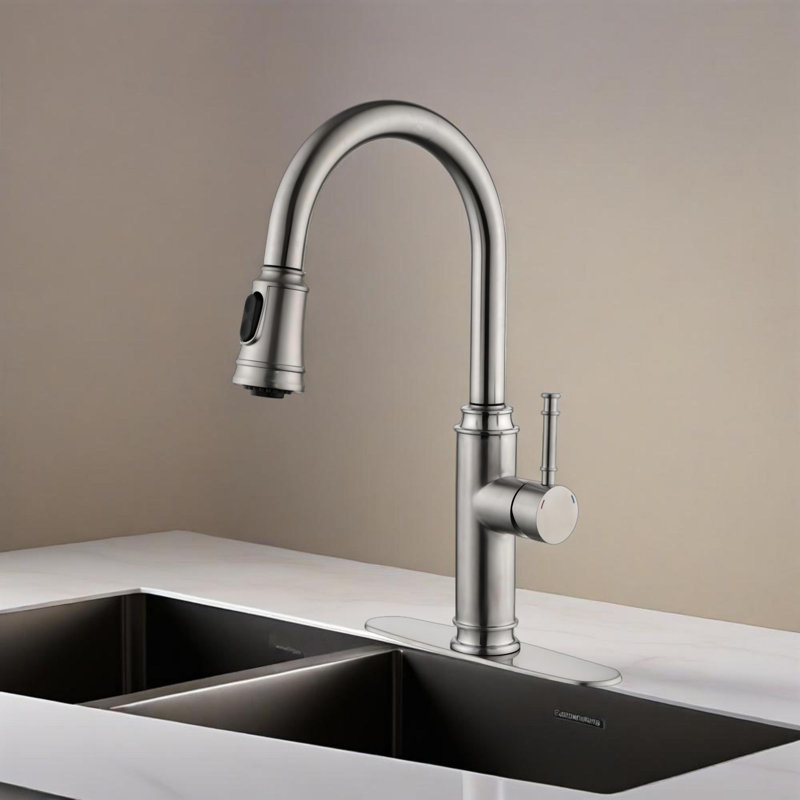 Single Handle High Arc Pull Out Kitchen Faucet,single Level Stainless Steel Kitchen Sink Faucets With Pull Down Sprayer 