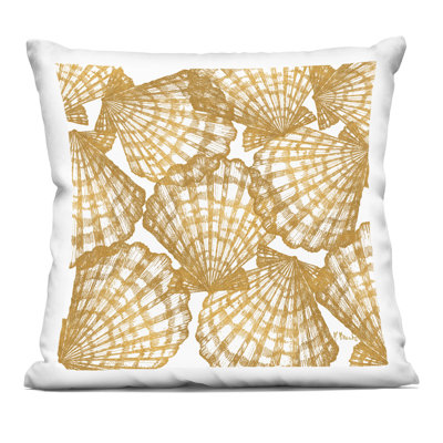 Coussin décoratif à motif de coquillages dorés par Paul Brent