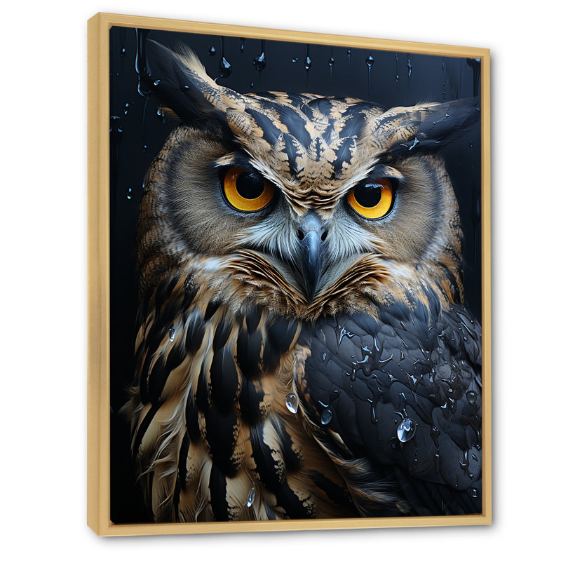 Veilleuse Grey Owl Nights II - animaux, art mural, salon, H 20 po x l 12 po x P 1 po, Cadre naturel flottant