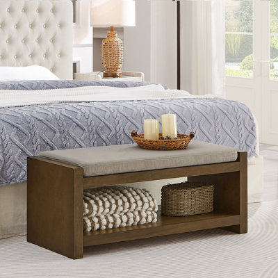 Banc décoratif, banc de siège rembourré pour le salon, banc de bout de lit compact moderne avec rangement pour sièges de chambre à coucher, coussin amovible
