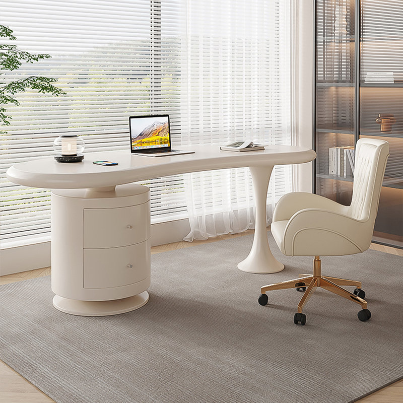 Bureau en bois massif de style crème moderne, H 29,53 po x l 70,87 po x P 23,62 po