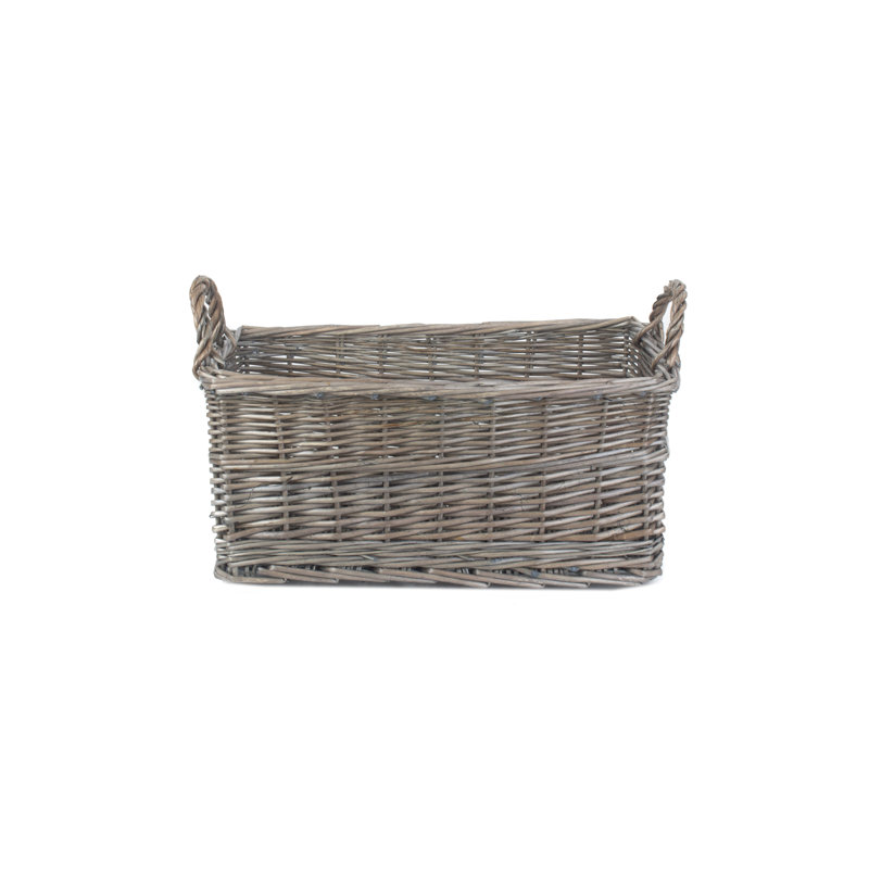 Wicker Shallow Storage Basket, 24cm H x 43cm W x 27cm D