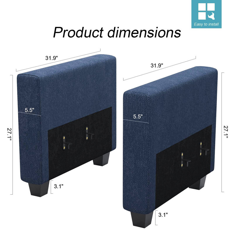 Accoudoirs de canapé modulaire Soneson Ivery, Lin bleu