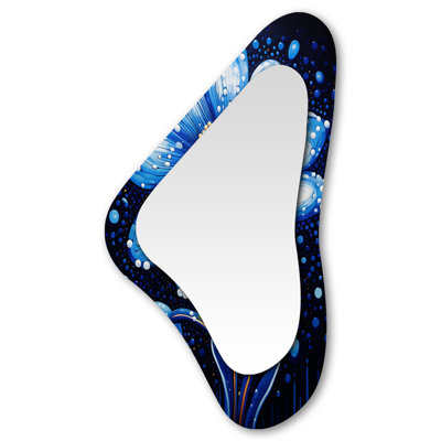 Blooming Nocturnal Daisy Flower Painting - Daisy Asymmetrical Large Mirror, Traditional Unique Shape Unique Wall Mirror Decor, Printed Metal Art