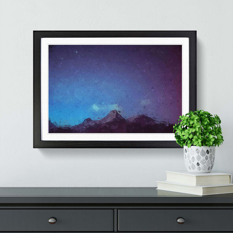 Stars Above the Mountains in Nepal - Picture Frame Graphic Art Print, 36cm H x 48cm W x 2cm D, Black Framed