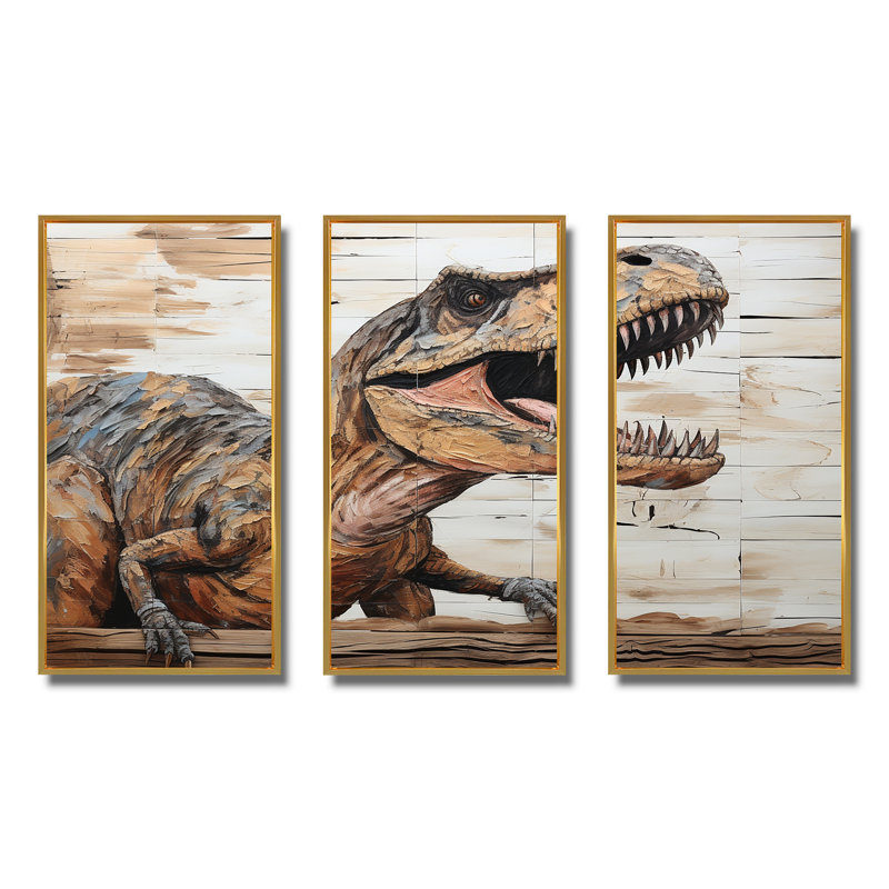 «Dinosaur Canyon I», art mural brun, Cadre flottant doré, H 28 po x l 36 po