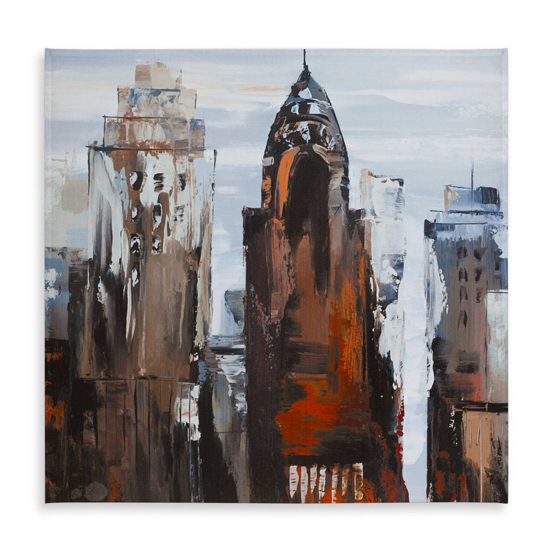 Gray Day in the City - Blue Office Tablecloth for Home Decor