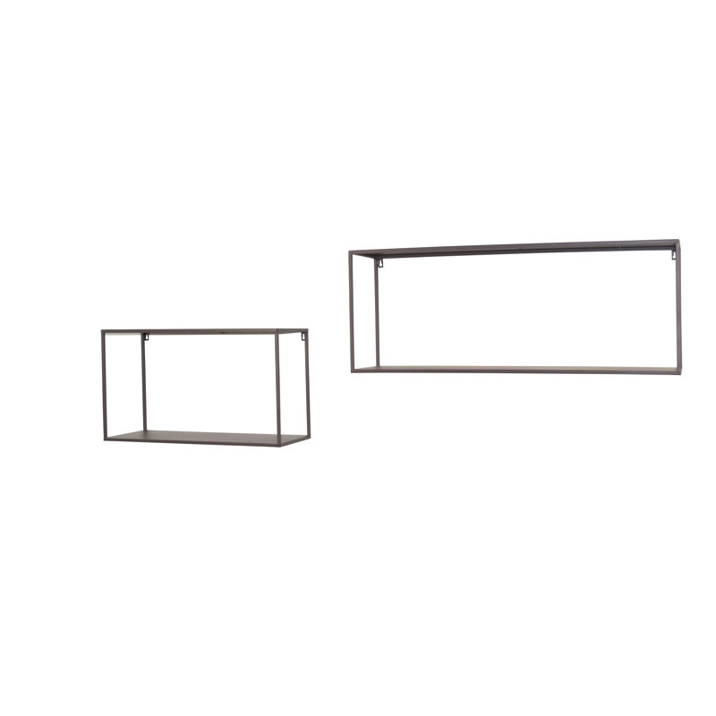 Rodric 2 Piece Metal Accent Shelf, Grey