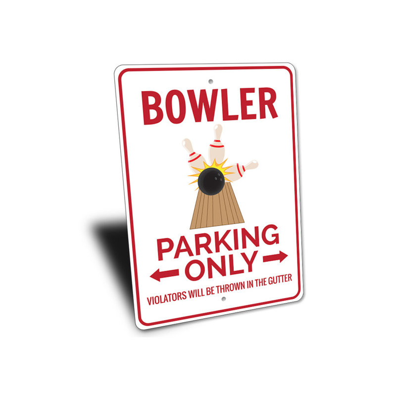 Enseigne en aluminium Bowler, H 14 po x l 10 po x P 0,04 po