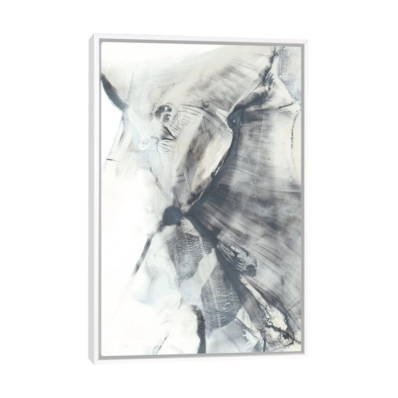 Reproduction d’art, "marbled Grey I" par Ethan Harper, H 48 po x l 32 po x P 1,5 po, Toile blanche encadrée, Pas de tapis