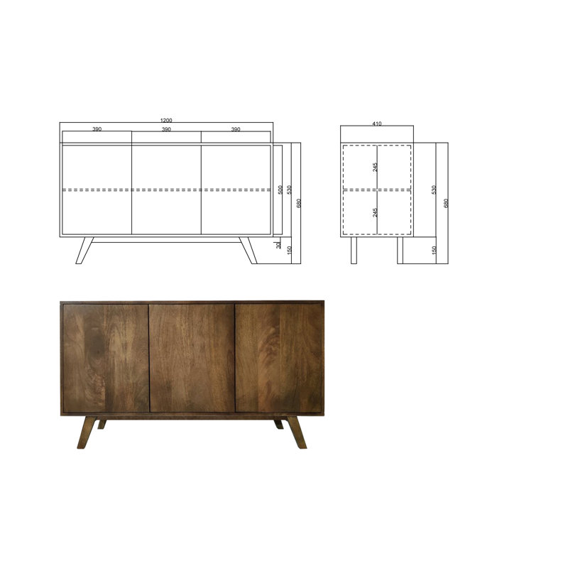 Crowell 120cm Solid Wood Sideboard, Natural
