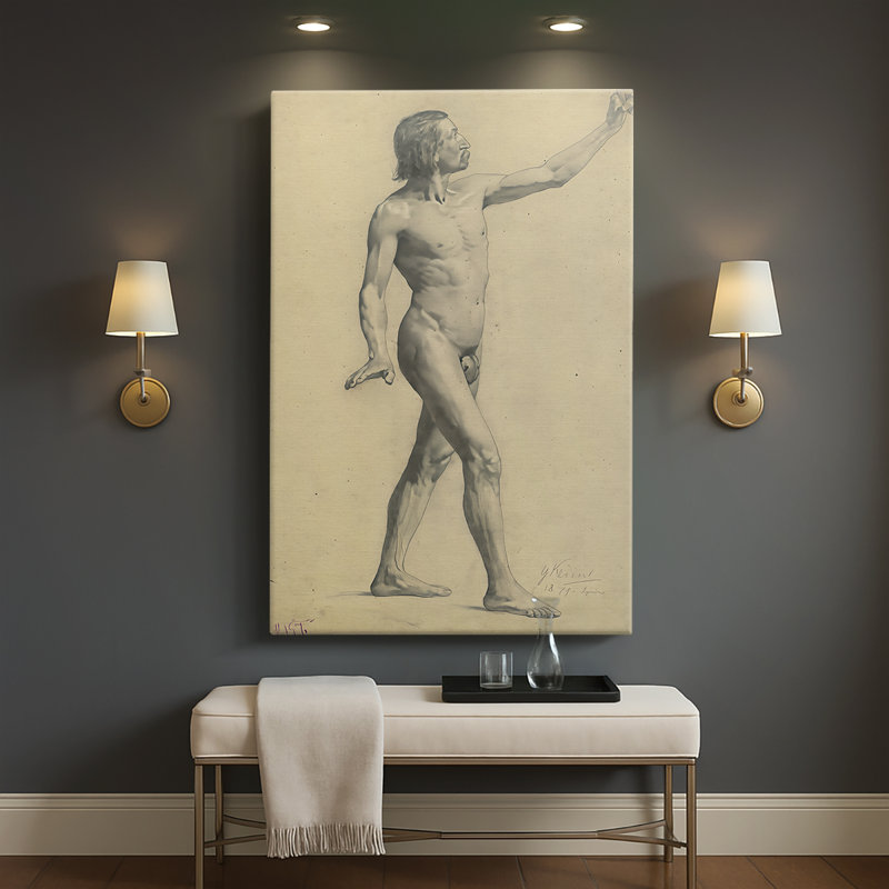 Mâle en mouvement - toile tendue par Gustav Klimt, 40 po x 60 po