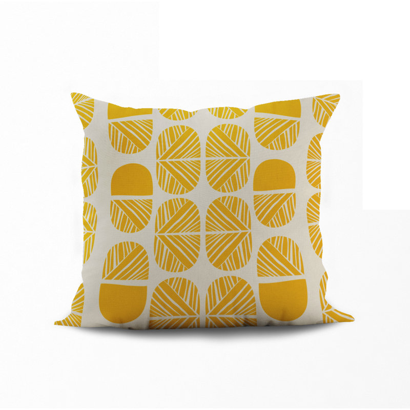 Jeté carré en polyester intérieur / extérieur, L 15 po x H 15 po, Jaune