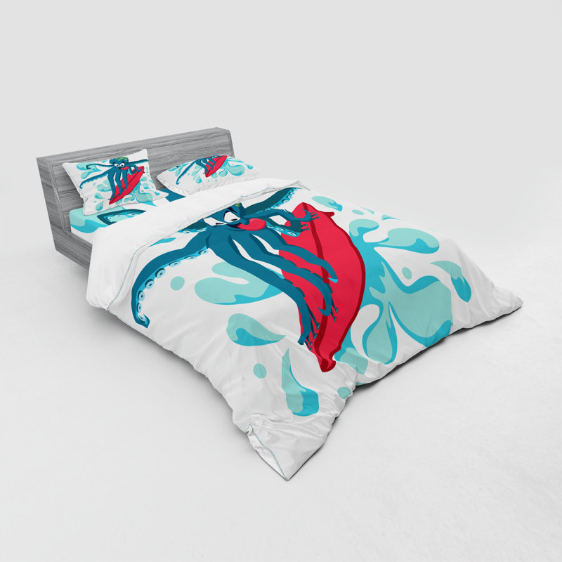 Ensemble de housse de couette en microfibre bleu pétrole / turquoise, Housse de couette grand + 3 pièces supplémentair