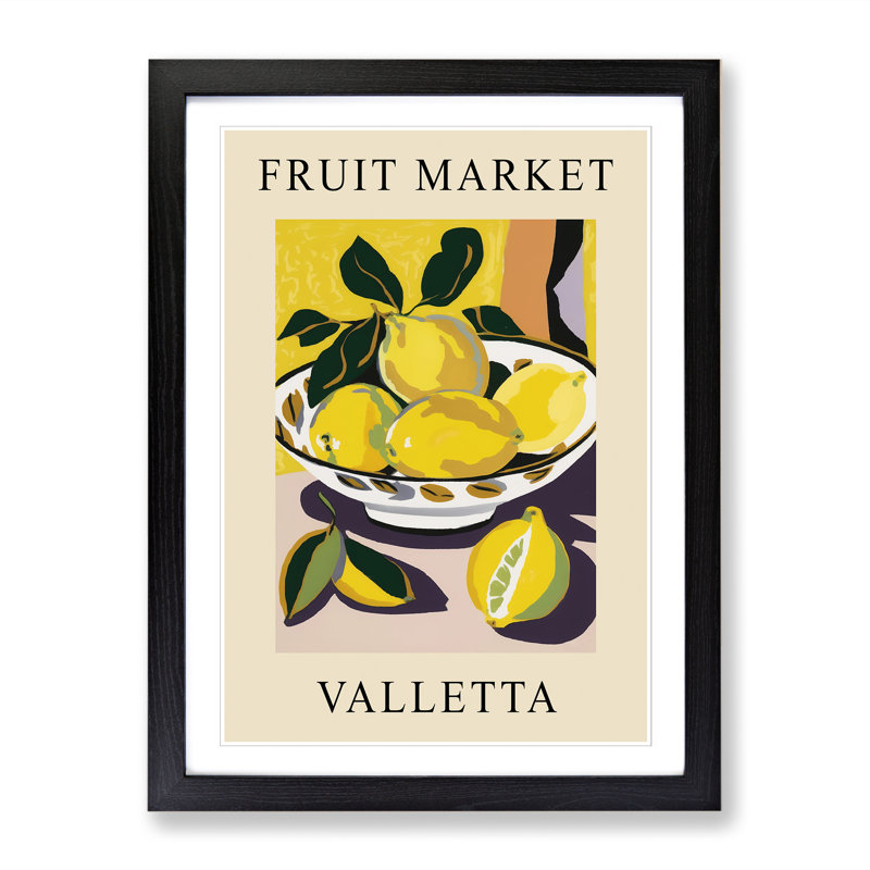 Lemon Valetta Fruit Market Exhibition - Single Picture Frame Print on Wood, 46cm H x 34cm W x 2cm D