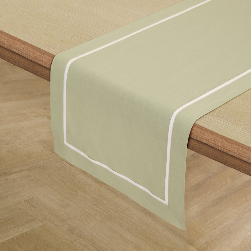 100% Pure Linen Table Runner -kensington, Sage, 36" x 14"