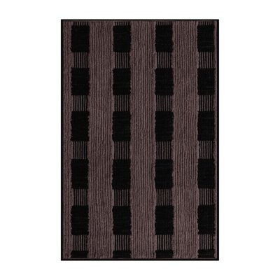 Machine Washable Checkered Black Area Rug