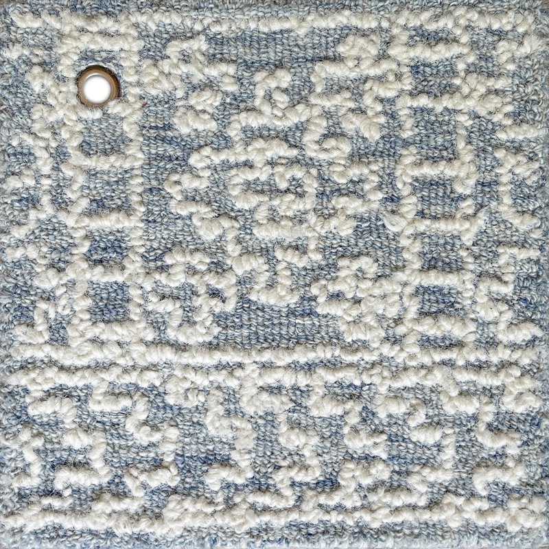 Denim and White Hand Tufted Wool Area Rug 2' x 3'