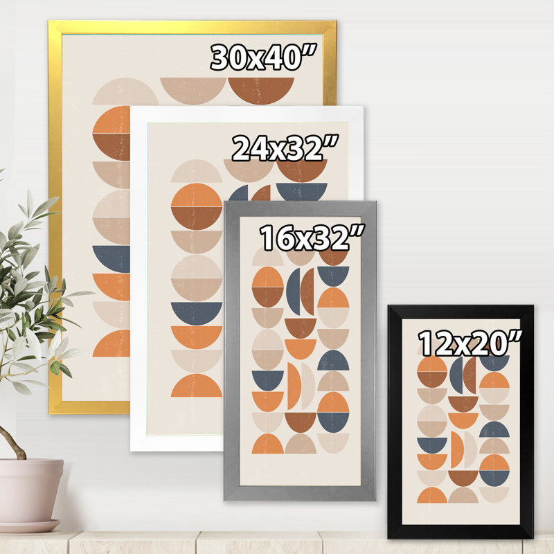Abstrait soleil et lune en bleu et orange - Impression sur toile, H 32 po x l 16 po x P 1,5 po, Toile blanche encadrée