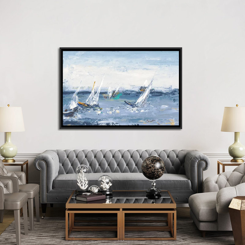 «Blue Water Adventure» par Patricia Pinto, reproduction d'art sur toile, Pas de tapis, H 60 po x l 40po x P 1,5 po