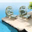 Chaises longues spacieuses de patio, chaise en rotin moderne en acier pour la maison