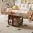 Brown Vintage Solid Rubberwood Coffee Table with Wheels, Foldable Height‑Adjustable Tabletop