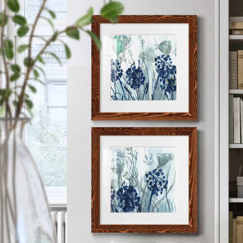 Indigo Field I - ensemble de 2 peintures, Cadre en érable, H 17 po x l 34 po x P 1,5 po