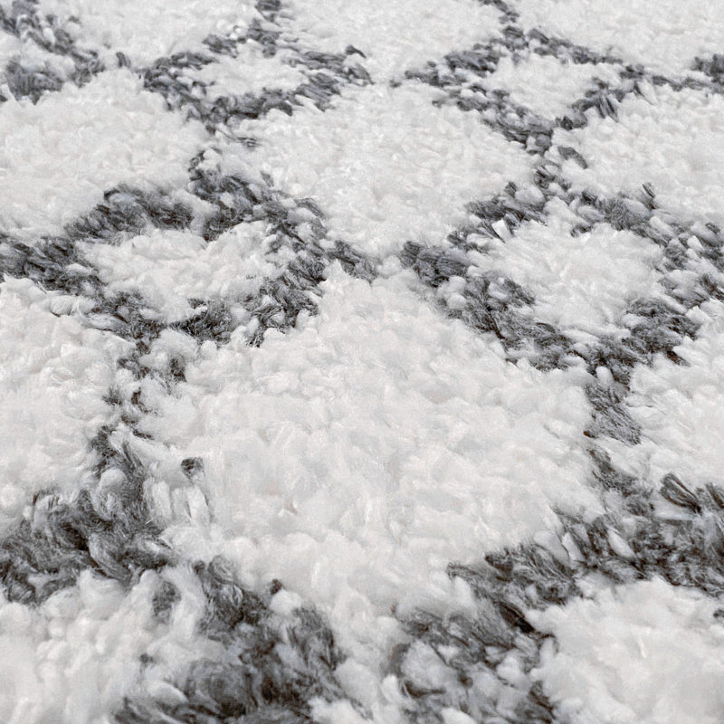 Tapis blanc à poils longs Sisson, Rectangle 5 pi 3 po x 7 pi 3 po