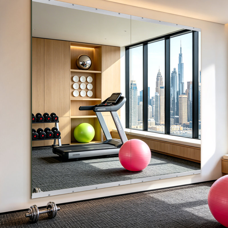 Home Gym Wall Mirror, Large 84" x 46" Frameless Tempered Glass Mirror Full Length Mirror Dance Studio Mirror(Set of 3), 3