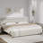 Alber Faux Leather Diamond Tufted Platform Bed with Headboard & 2 Rustic Farmhouse Nightstands Set, Barn Door End Tables with Storage Shelf-1409822705-1409822703