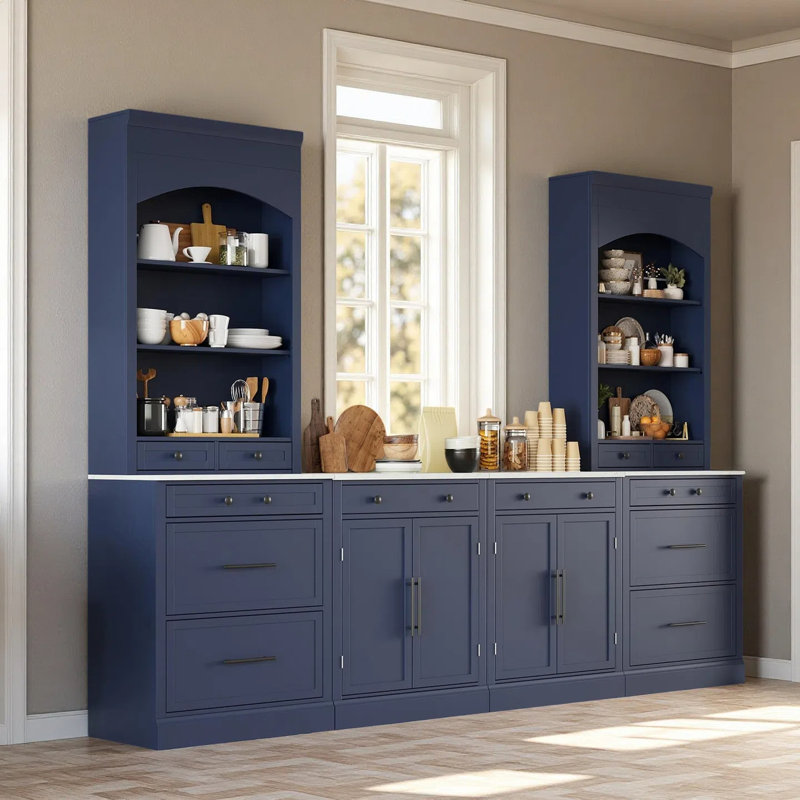 Ensemble de 4 armoires 4 pièces - ensemble de garde-manger 83 po, 2 tablettes 28 po avec tablettes réglables, ensemble de 2