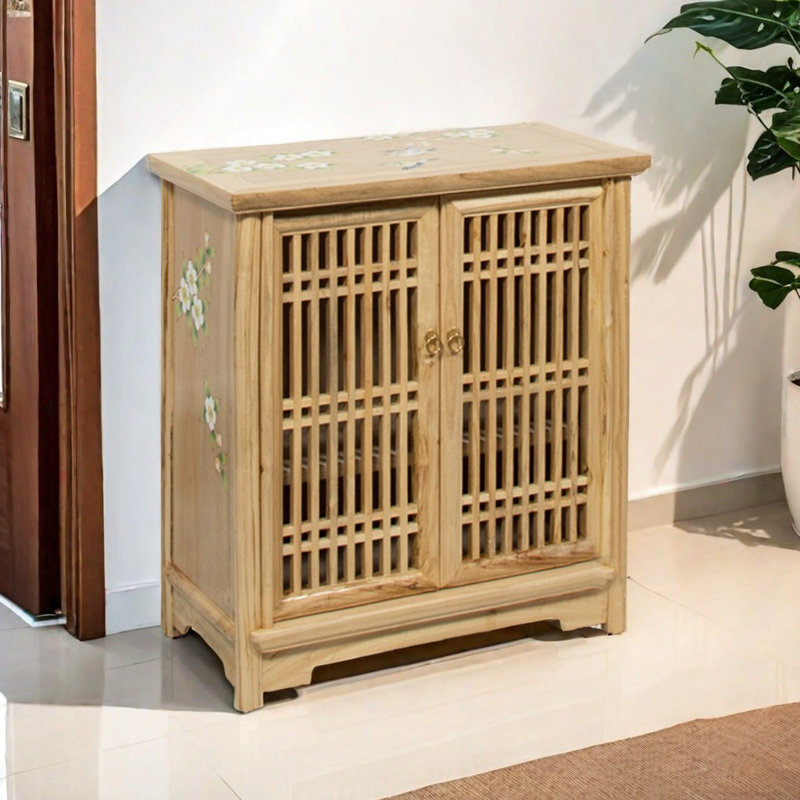 Nouvelle armoire à chaussures en bois de camphre chinois, Jaune