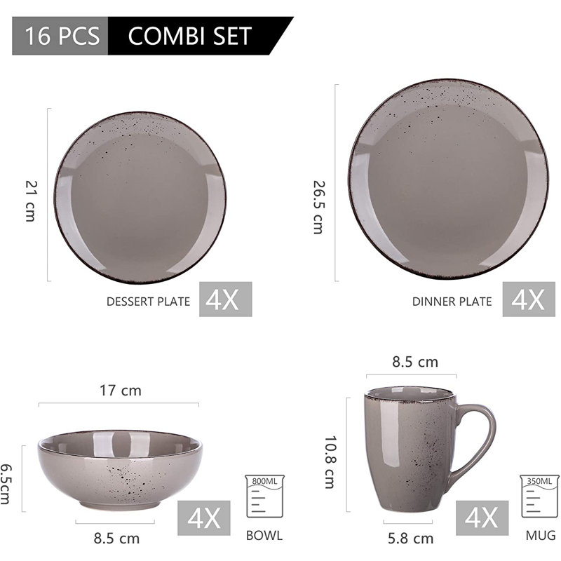 Service de table 16 pièces, service pour 4 Aagman, Gris