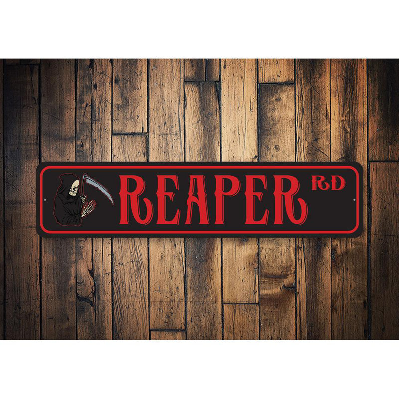 Plaque de rue Grim Reaper, H 6 po x l 24 po x P 0,06 po