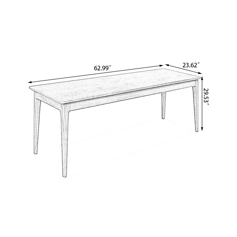 Bureau rectangulaire en bois massif noyer clair, H 29,53 po x l 62,99 po x P 23,62 po
