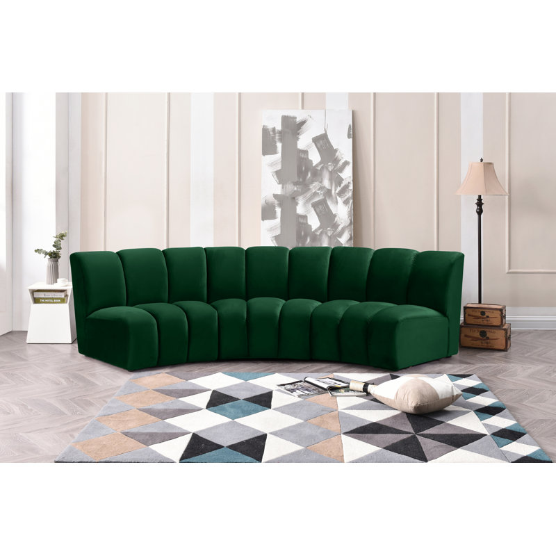 Canapé modulaire en velours Infinity, Velours vert, 3 pièces