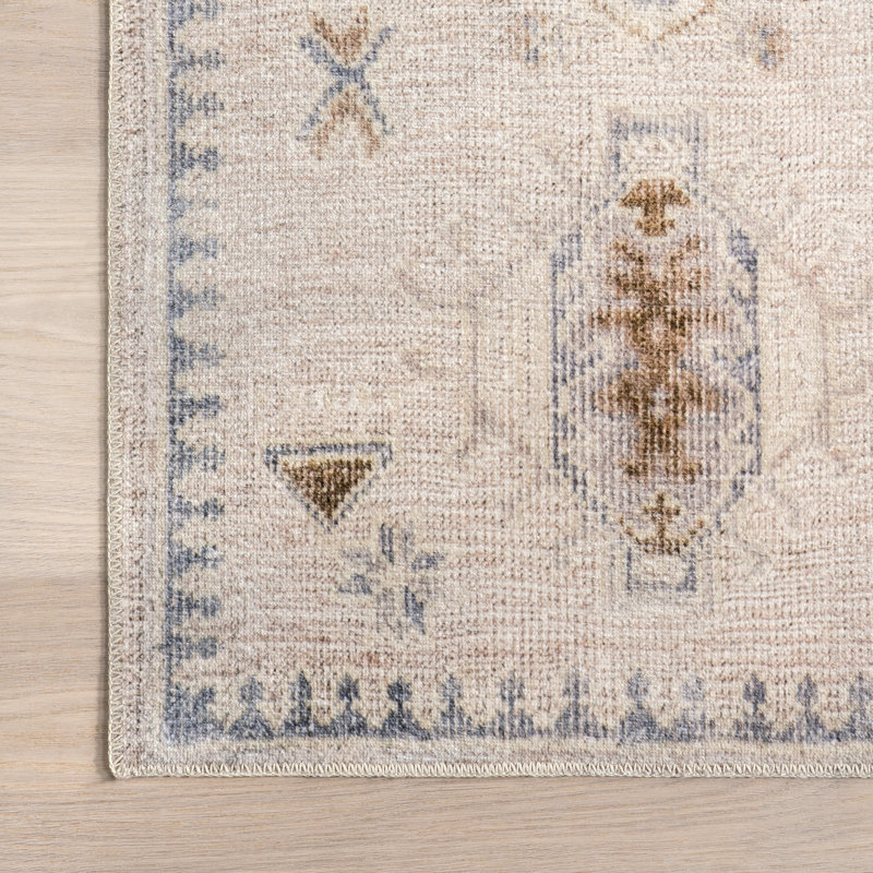 Tapis de couloir lavable à la machine Elverta Medallion, Rectangle 4 pi x 6 pi