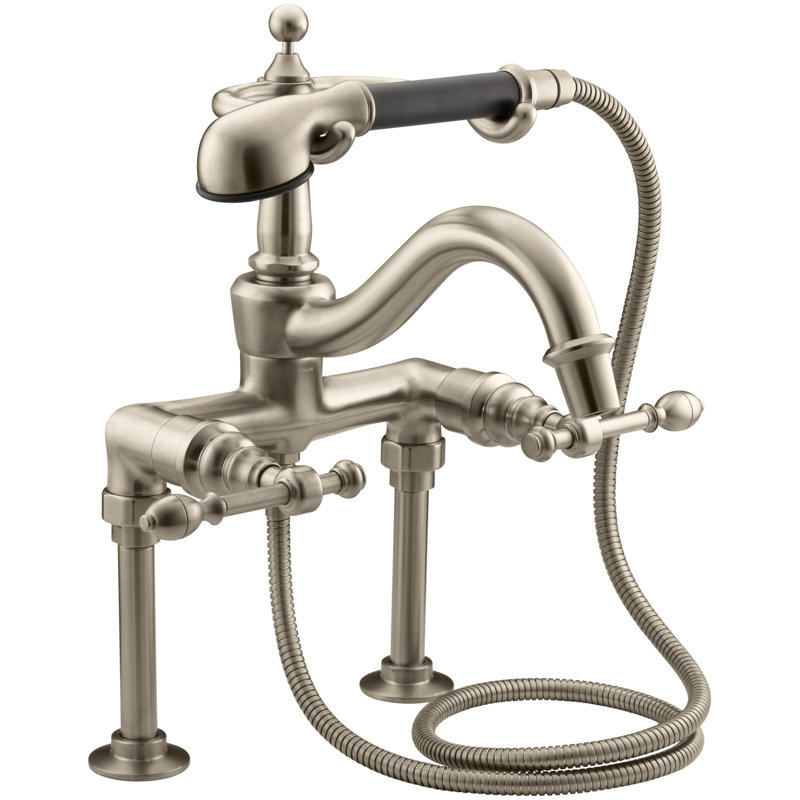 Robinet pour salle de bain en laiton avec bec de déviation, poignées levier et douche à main georges, Bronze brossé vibrant
