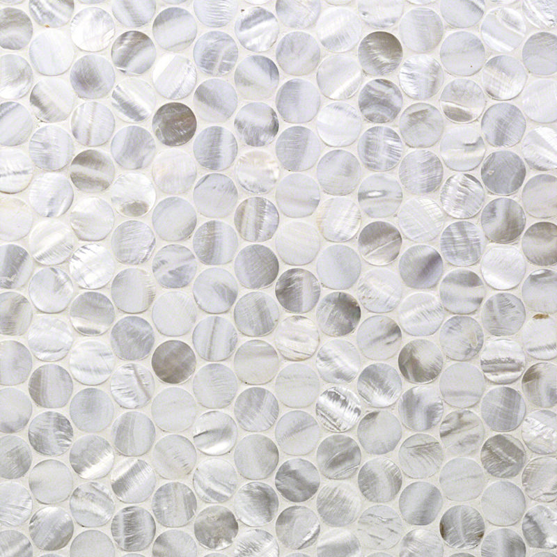 Carreau de mosaïque rond en coquillages de 0,39 po x 0,79 po Pacif, Perle