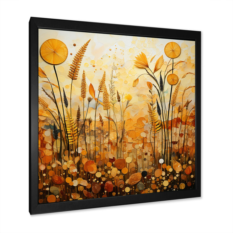 Gold Orange Golden Harvest - Abstract Collages Wall Art Prints, Cadre photo noir, H 24 po x l 24 po x P 1 po