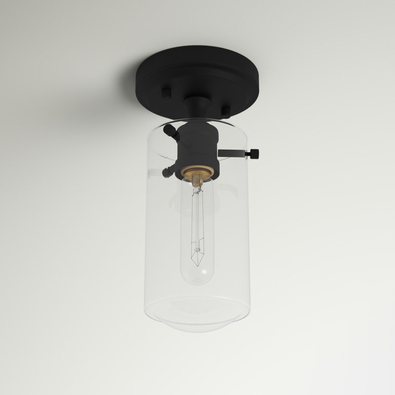 Glass Semi Flush Mount, Matte Black
